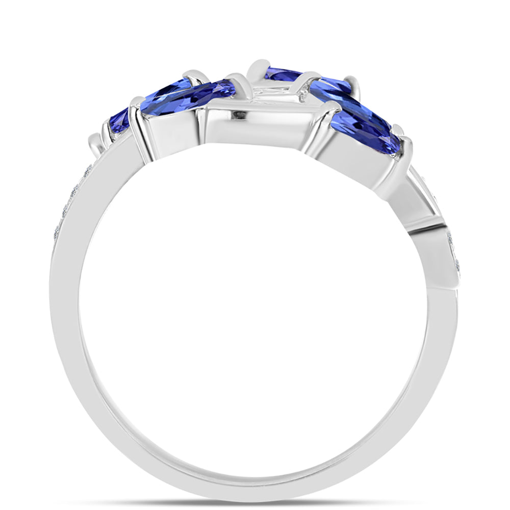 Anillo de Plata con Tanzanita AAA y Topacio Blanco 2 