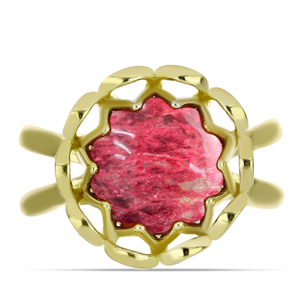 Anillo de Plata Bañada en Oro con Thulita