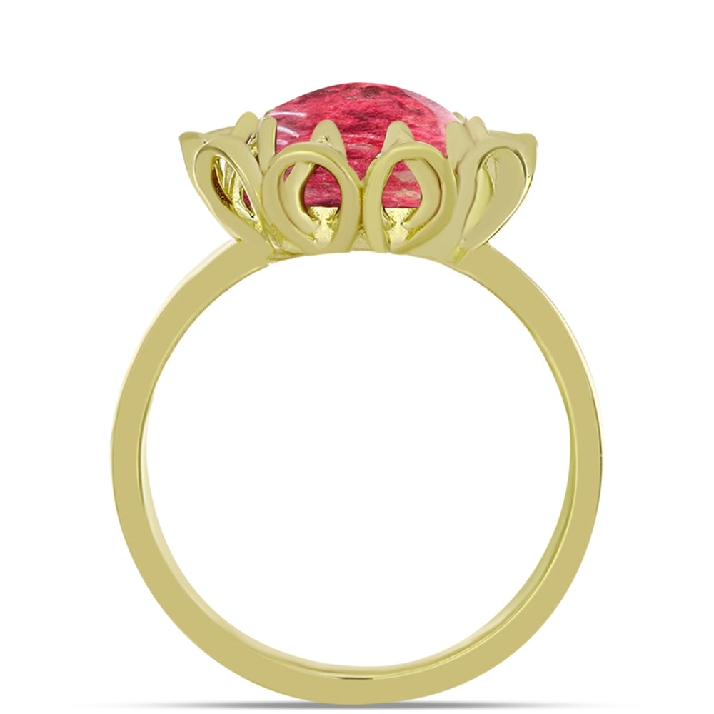 Anillo de Plata Bañada en Oro con Thulita