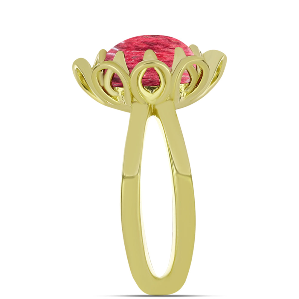 Anillo de Plata Bañada en Oro con Thulita 4 