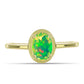 Anillo de Plata Bañada en Oro con Ópalo Verde Etíope de Lega Dembi