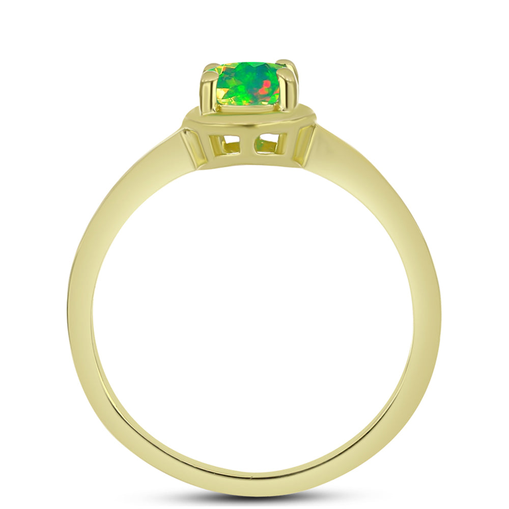 Anillo de Plata Bañada en Oro con Ópalo Verde Etíope de Lega Dembi