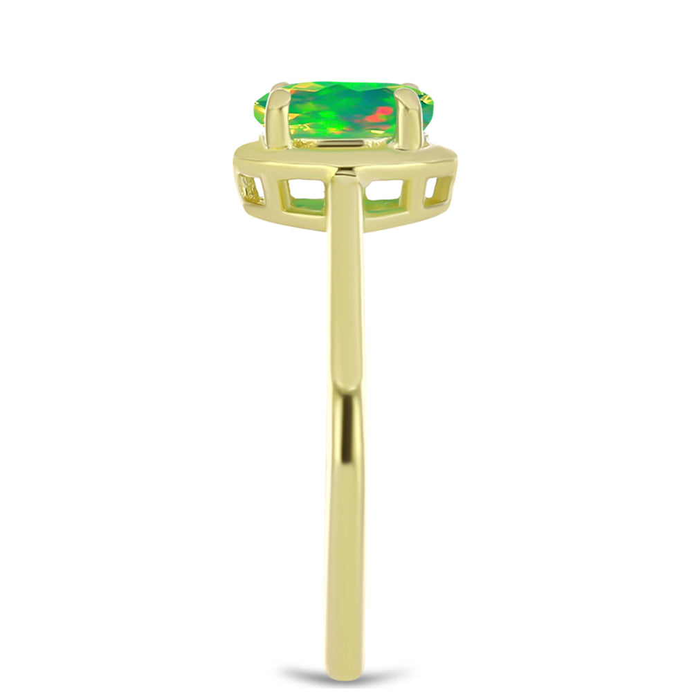 Anillo de Plata Bañada en Oro con Ópalo Verde Etíope de Lega Dembi