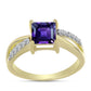 Anillo de Plata Bañada en Oro con Amatista de Marruecos y Topacio Blanco
