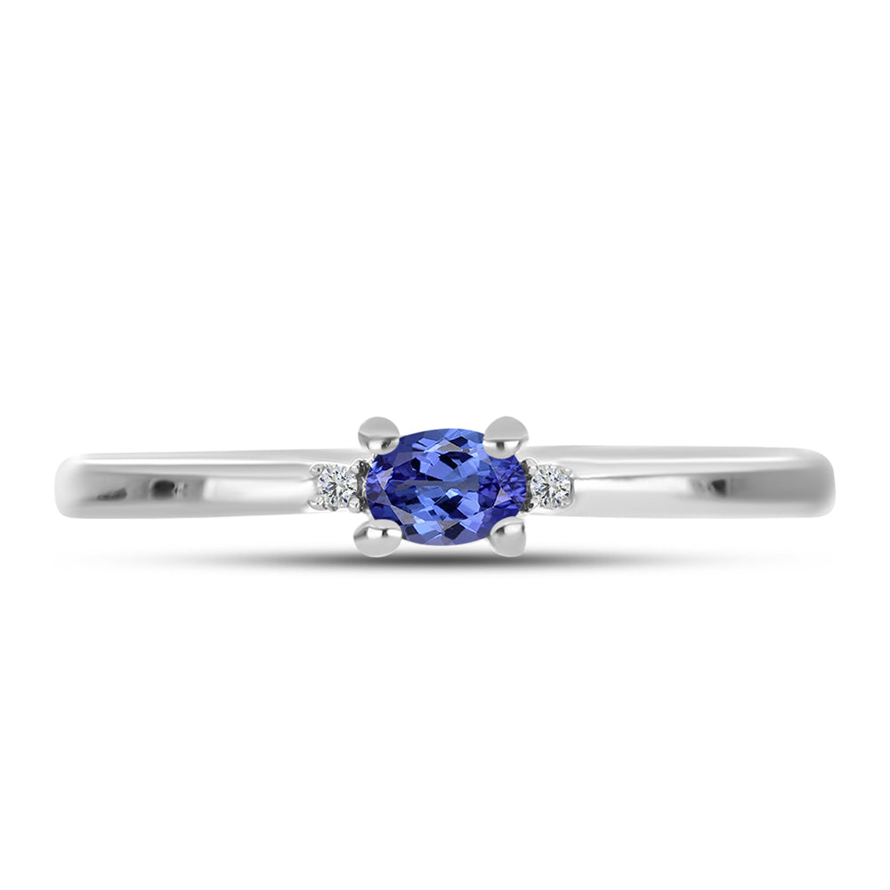 Anillo de Plata con Tanzanita AAA y Topacio Blanco
