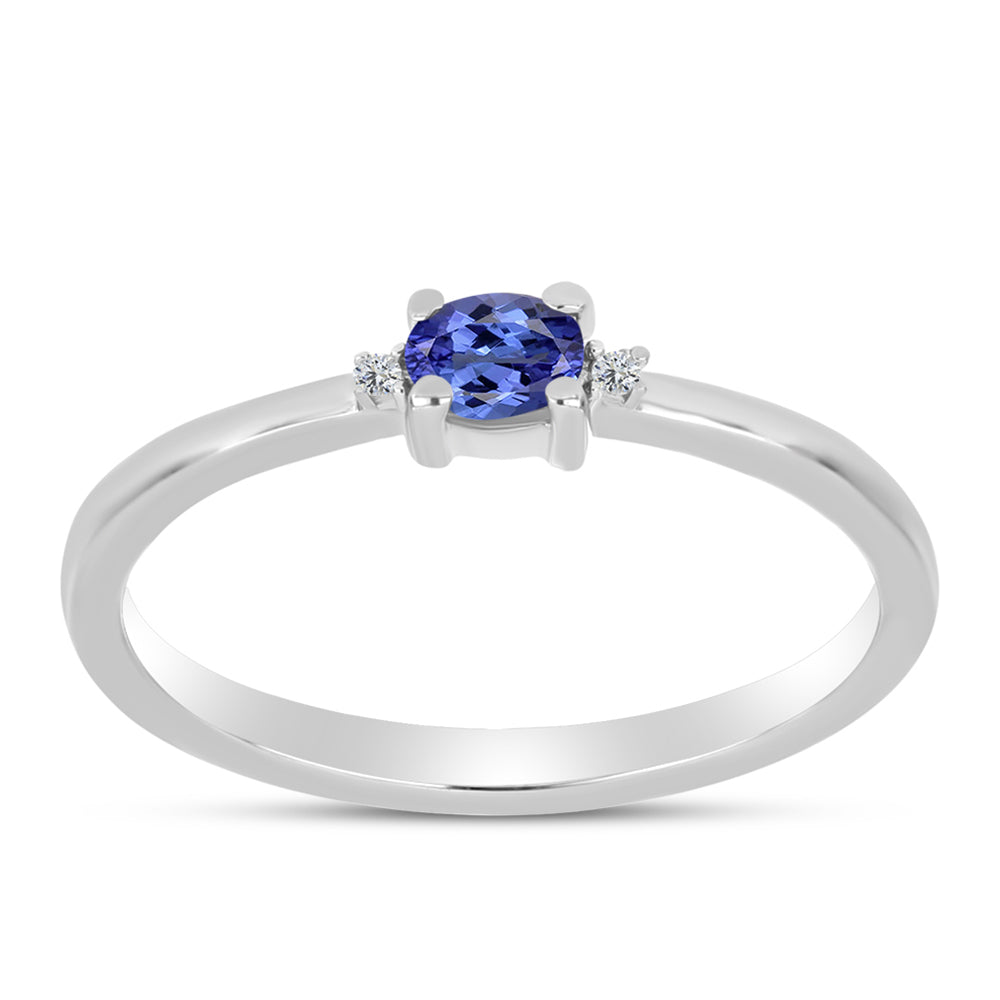 Anillo de Plata con Tanzanita AAA y Topacio Blanco 3 