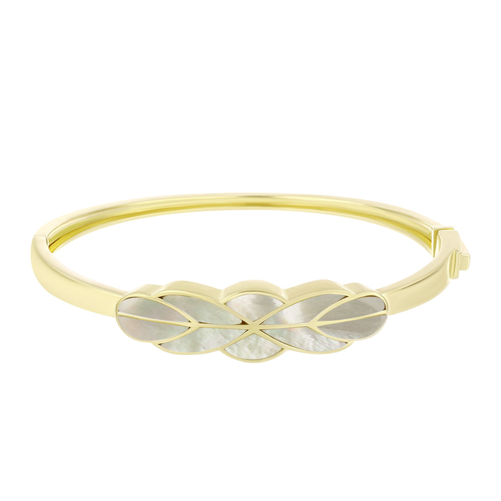 Brazalete de Plata Bañada en Oro con Madreperla 1 