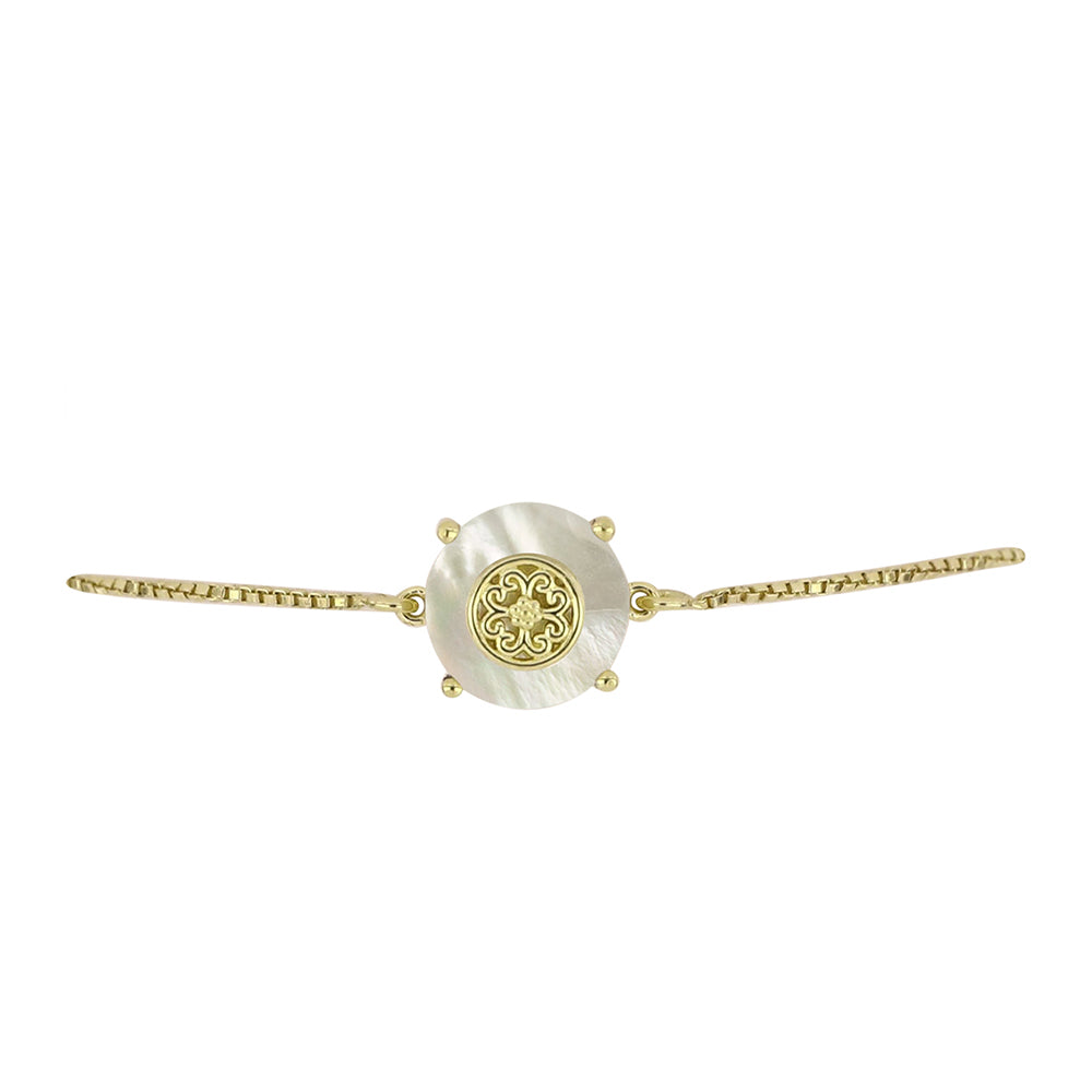 Pulsera de Plata Bañada en Oro con Madreperla