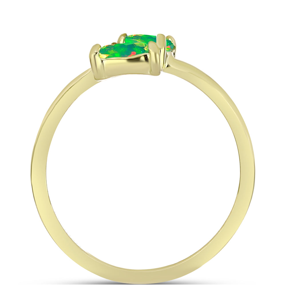Anillo de Plata Bañada en Oro con Ópalo Verde Etíope de Lega Dembi 2 