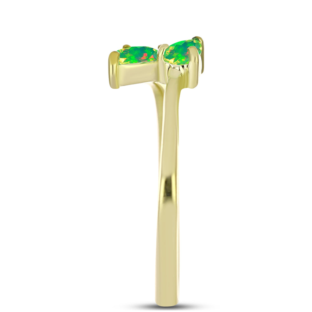 Anillo de Plata Bañada en Oro con Ópalo Verde Etíope de Lega Dembi