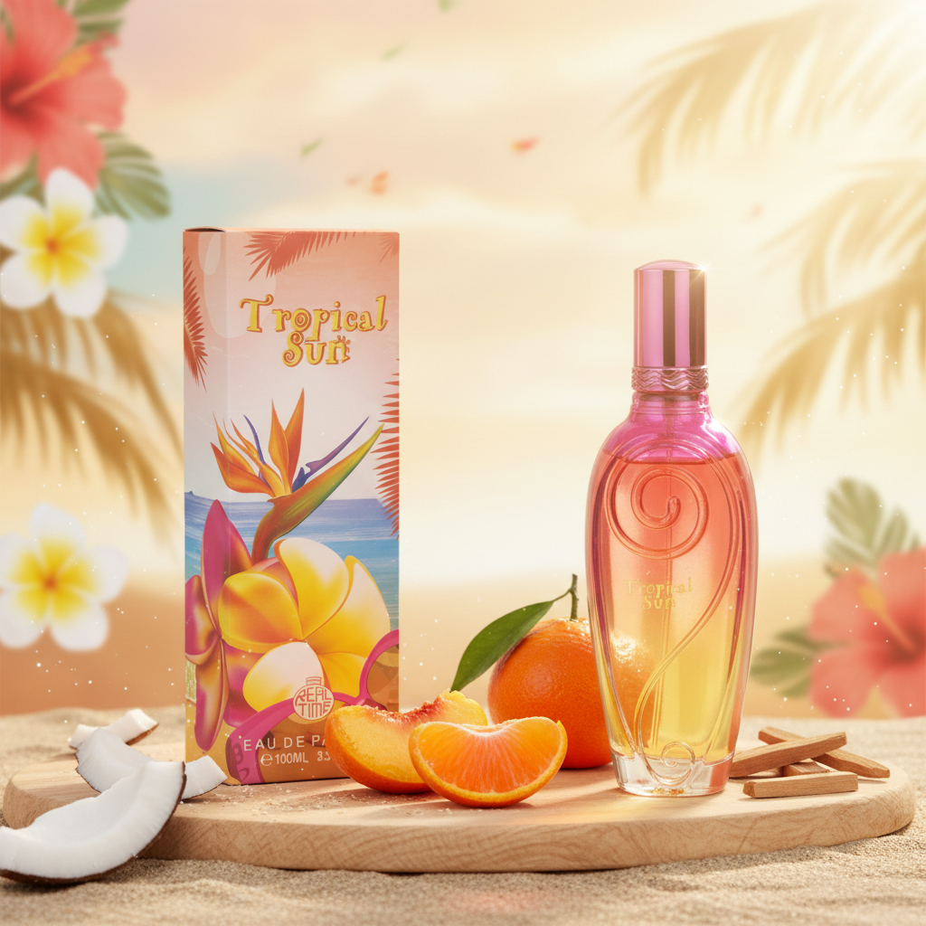 100 ml Eau de Perfume "TROPICAL SUN" Fragancia Afrutada Almizclada para Mujer, con contenido de aceite de fragancia 3% 6 