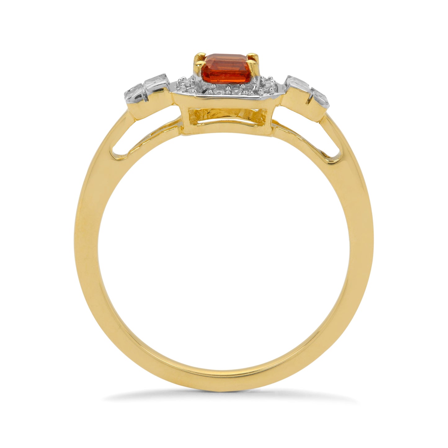 Anillo de Oro 9K con Zafiro rojo y Zircón Blanco