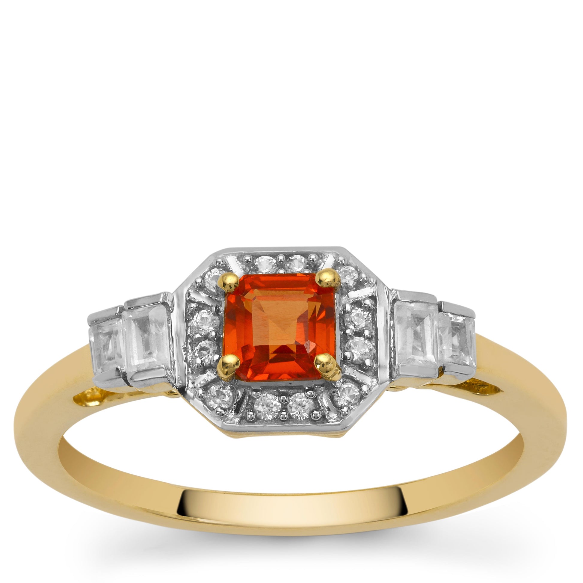 Anillo de Oro 9K con Zafiro rojo y Zircón Blanco 3 