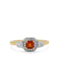 Anillo de Oro 9K con Zafiro rojo y Zircón Blanco