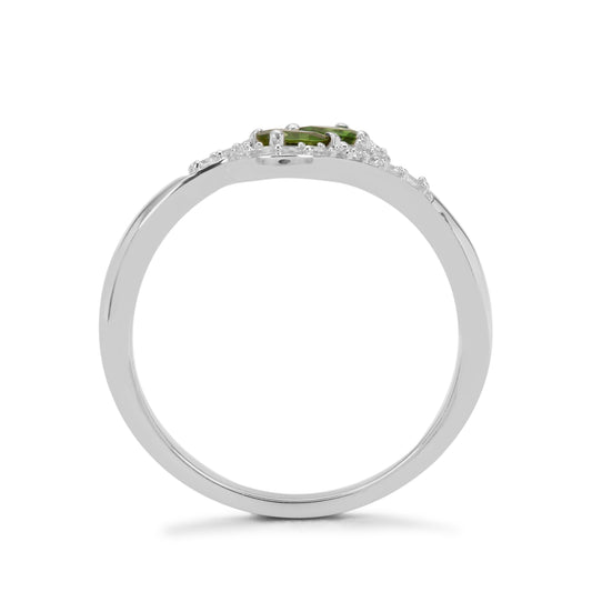 Anillo de Plata con Turmalina de Cromo y Zircón Blanco