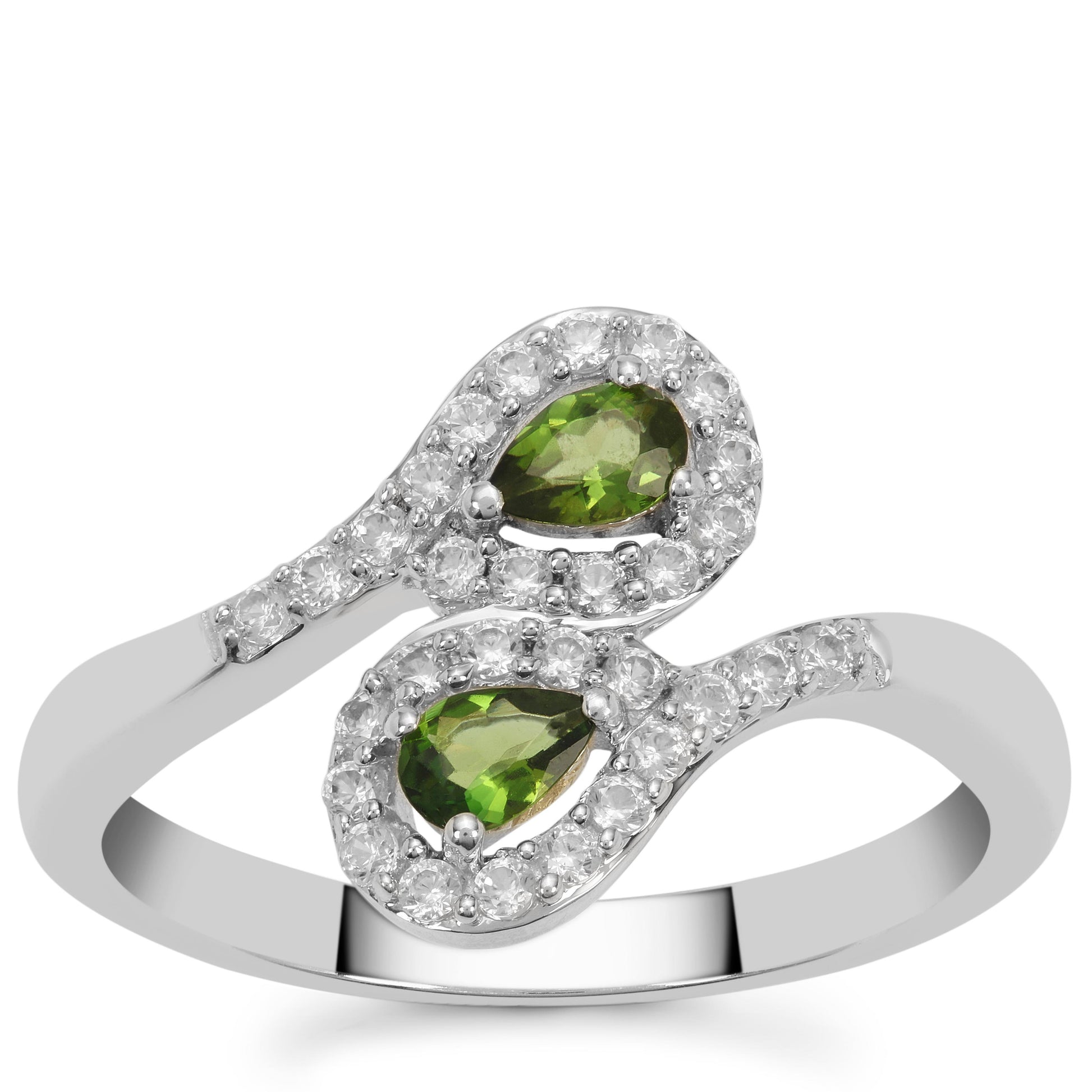 Anillo de Plata con Turmalina de Cromo y Zircón Blanco 3 