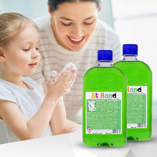 1000 ml 70% Alkoholos Kézfertőtlenítő + 2 db hordozható Utántölthető Flakon - 11-szer utántölthető!