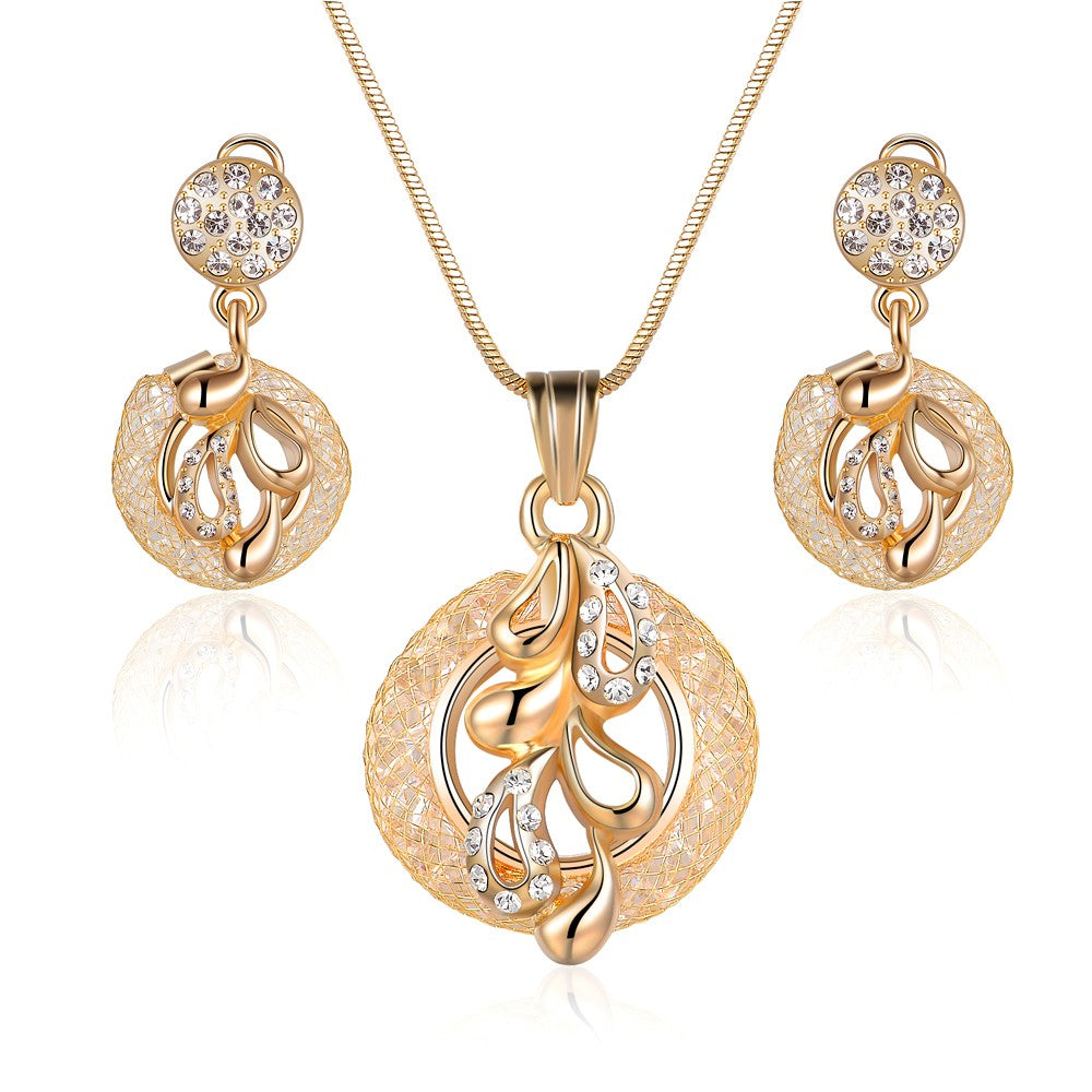Conjunto de Aleación Bañado en Oro con Cristal Emporia® Blanco 1 