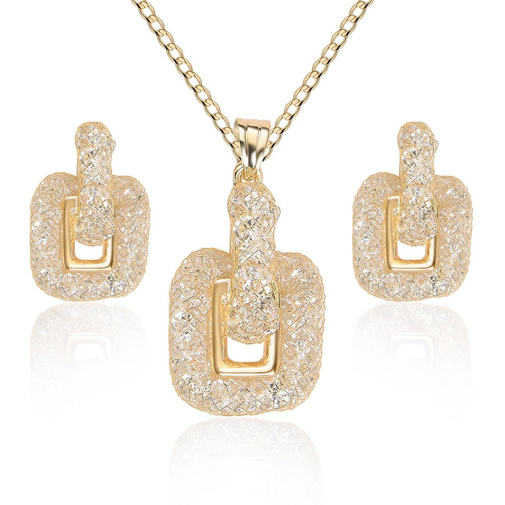 Conjunto de Aleación Bañado en Oro con Cristal Emporia® Blanco 1 