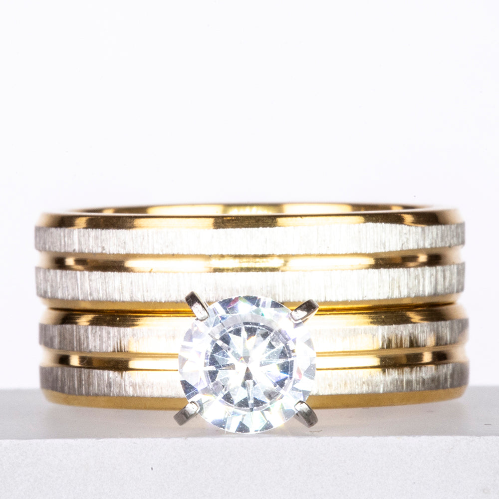 Conjunto de Aleación Bañado en Oro con Cristal Emporia® Blanco ( Anillo ) 1 