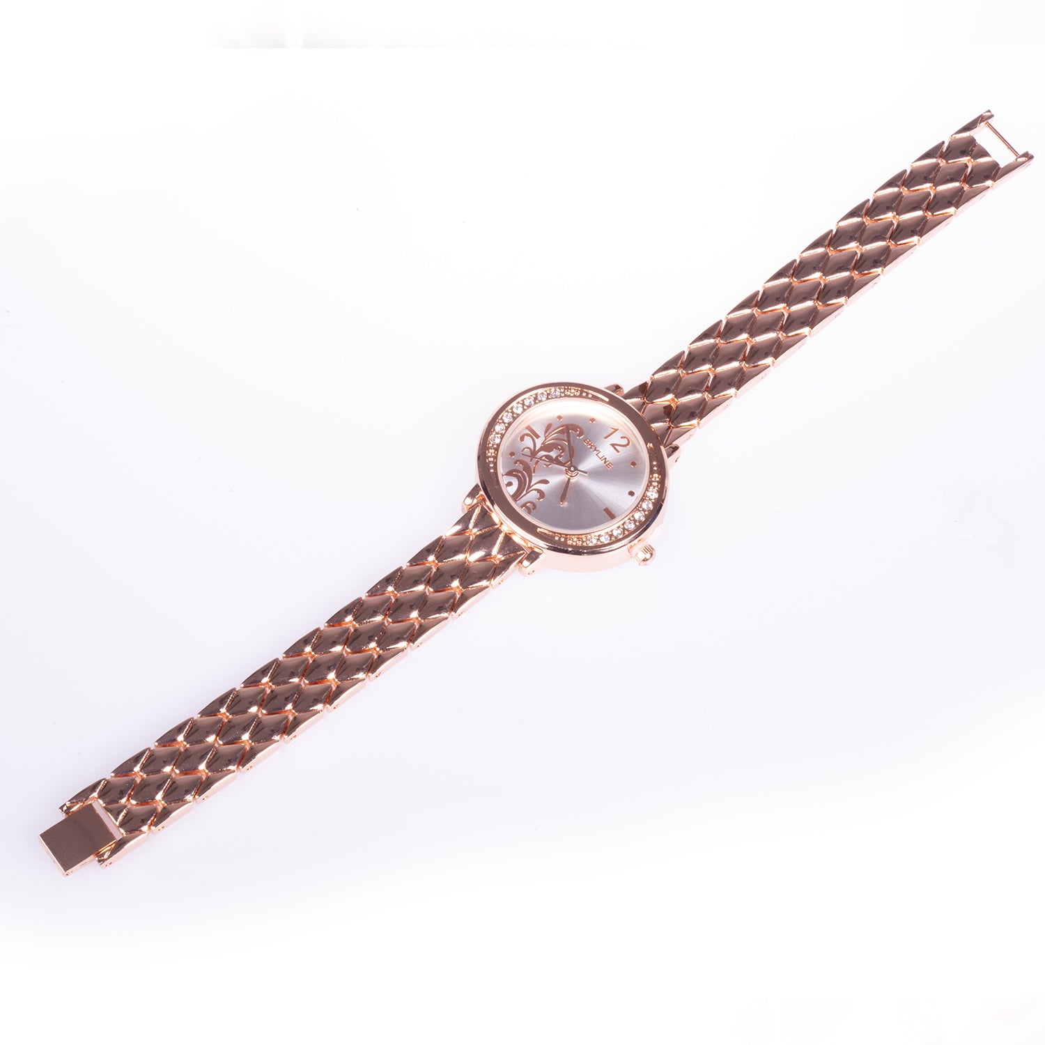 Reloj de moda para mujer con banda de acero, color dorado 4 