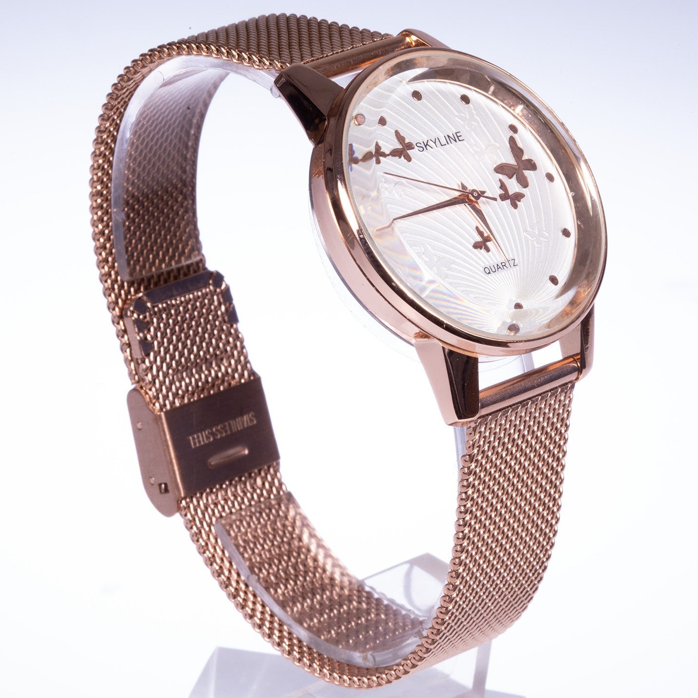 Reloj de moda para mujer con banda de acero, color dorado 1 