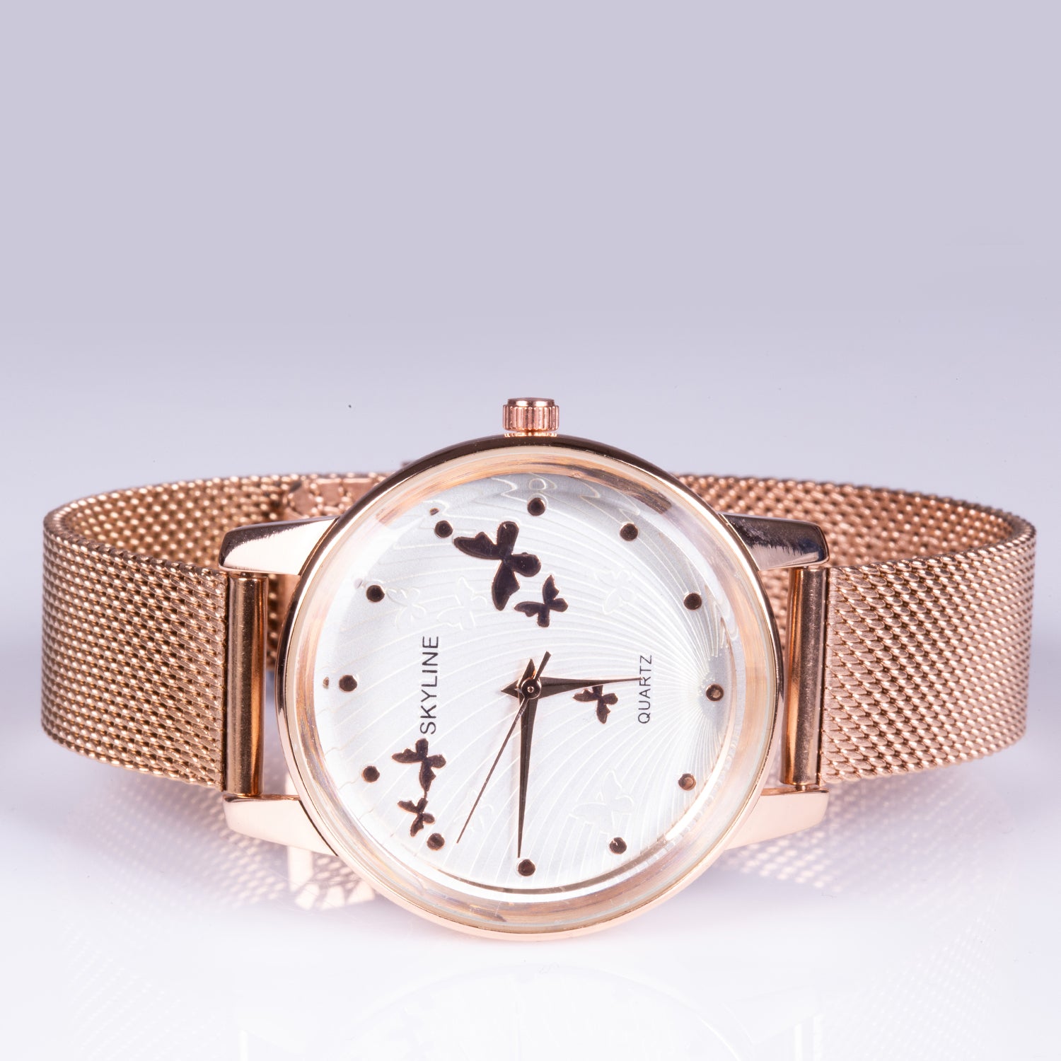 Reloj de moda para mujer con banda de acero, color dorado 2 