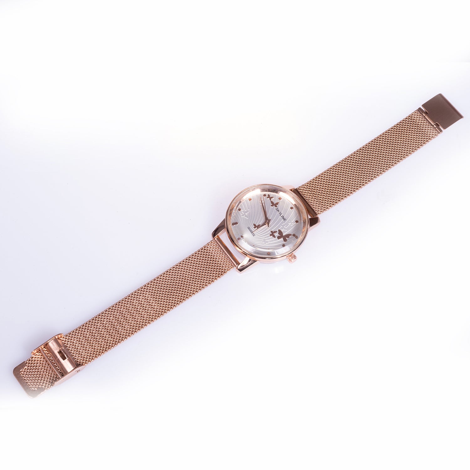 Reloj de moda para mujer con banda de acero, color dorado 4 