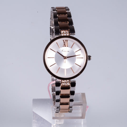 Reloj de moda para mujer con banda de acero, color dorado