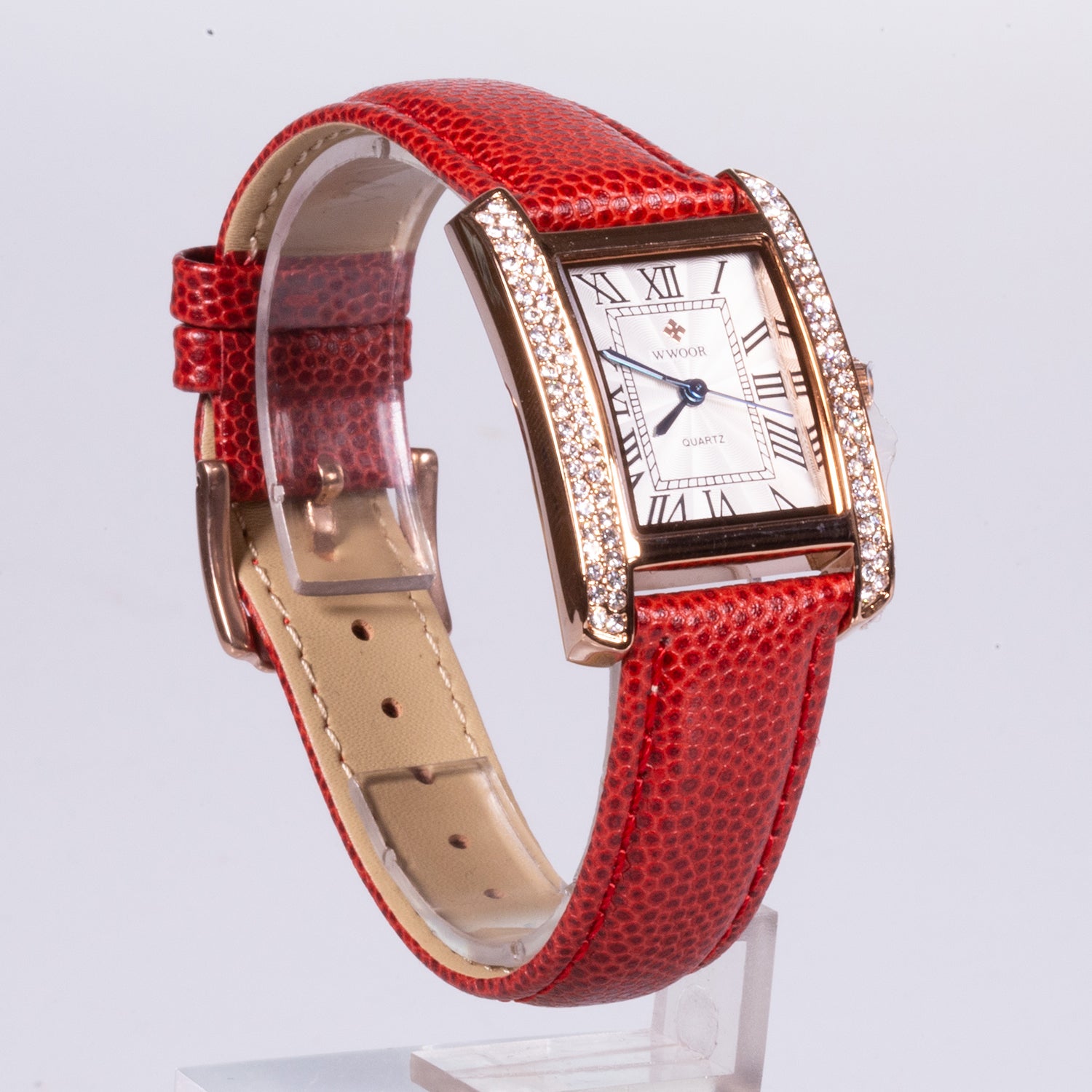 Reloj de moda para mujer con correa de cuero y circón (natural) 2 