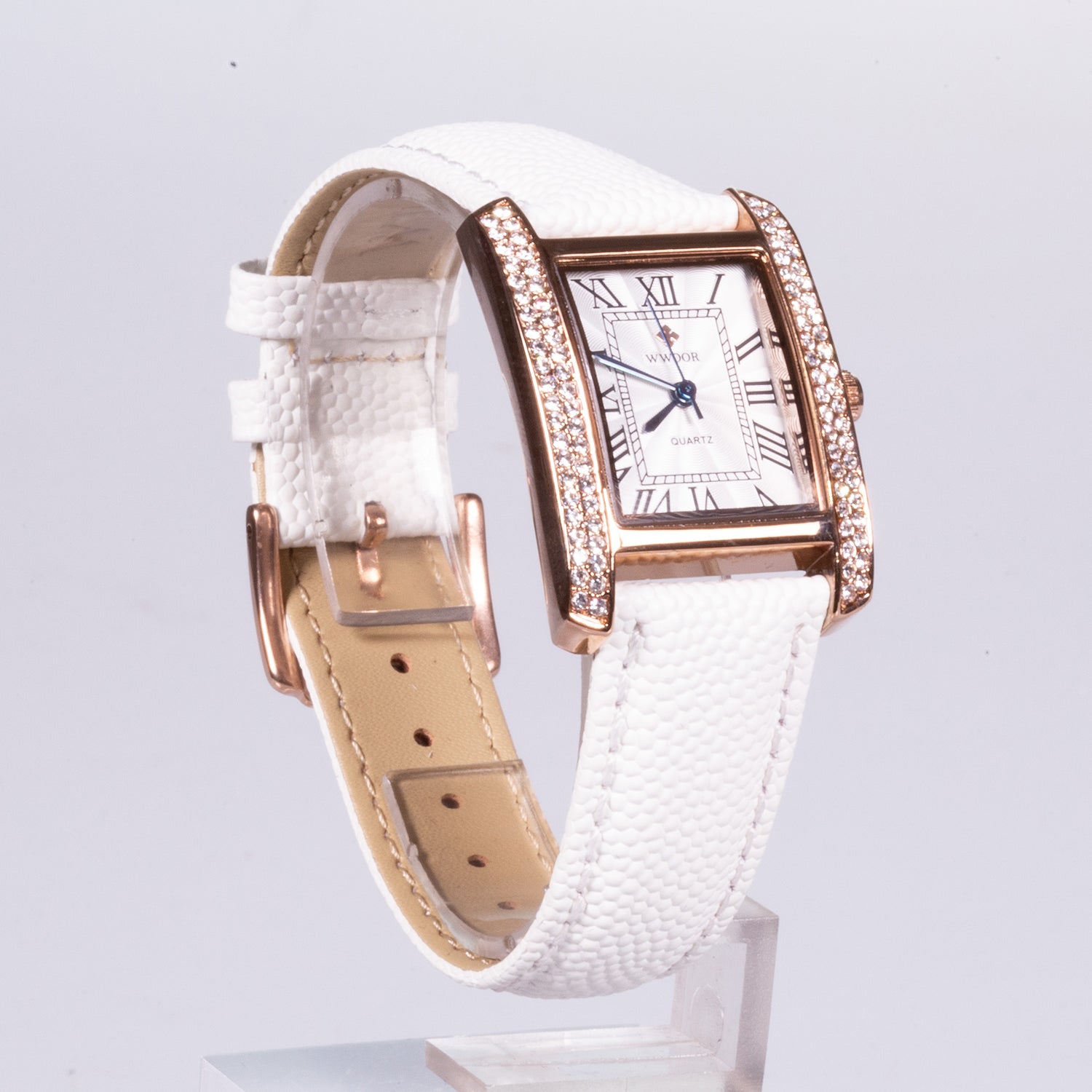 Reloj de moda para mujer con correa de cuero y circón (natural) 3 