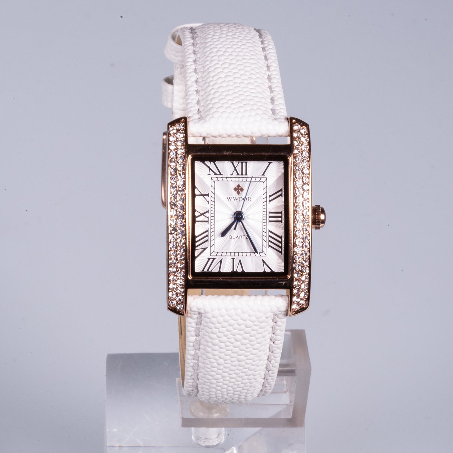 Reloj de moda para mujer con correa de cuero y circón (natural) 2 