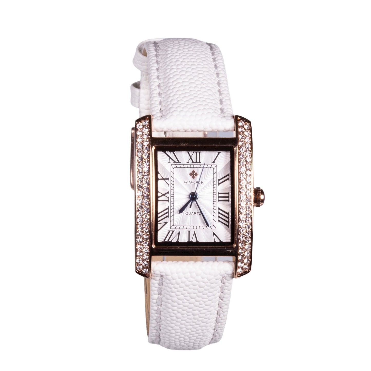 Reloj de moda para mujer con correa de cuero y circón (natural)