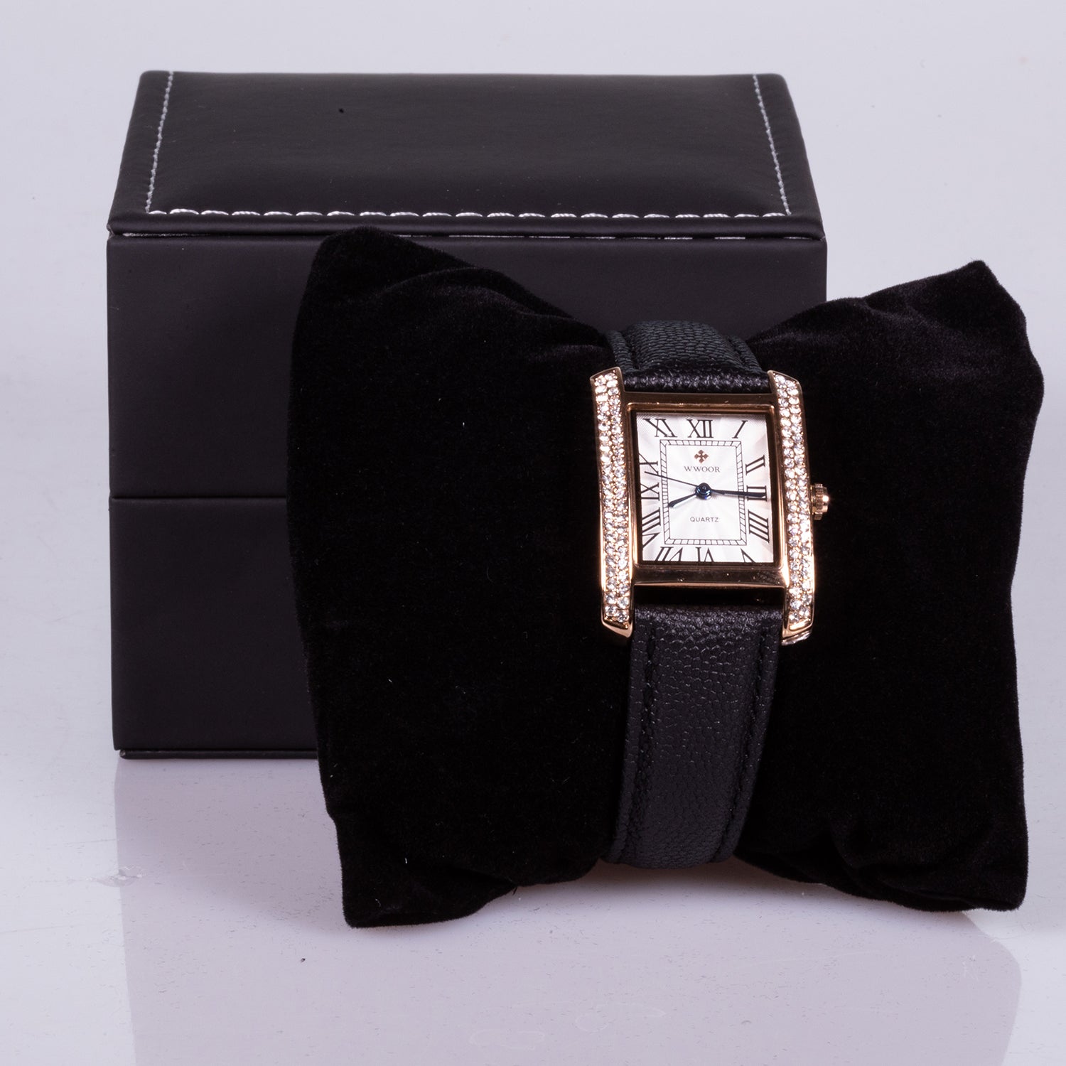 Reloj de moda para mujer con correa de cuero y circón (natural) 5 