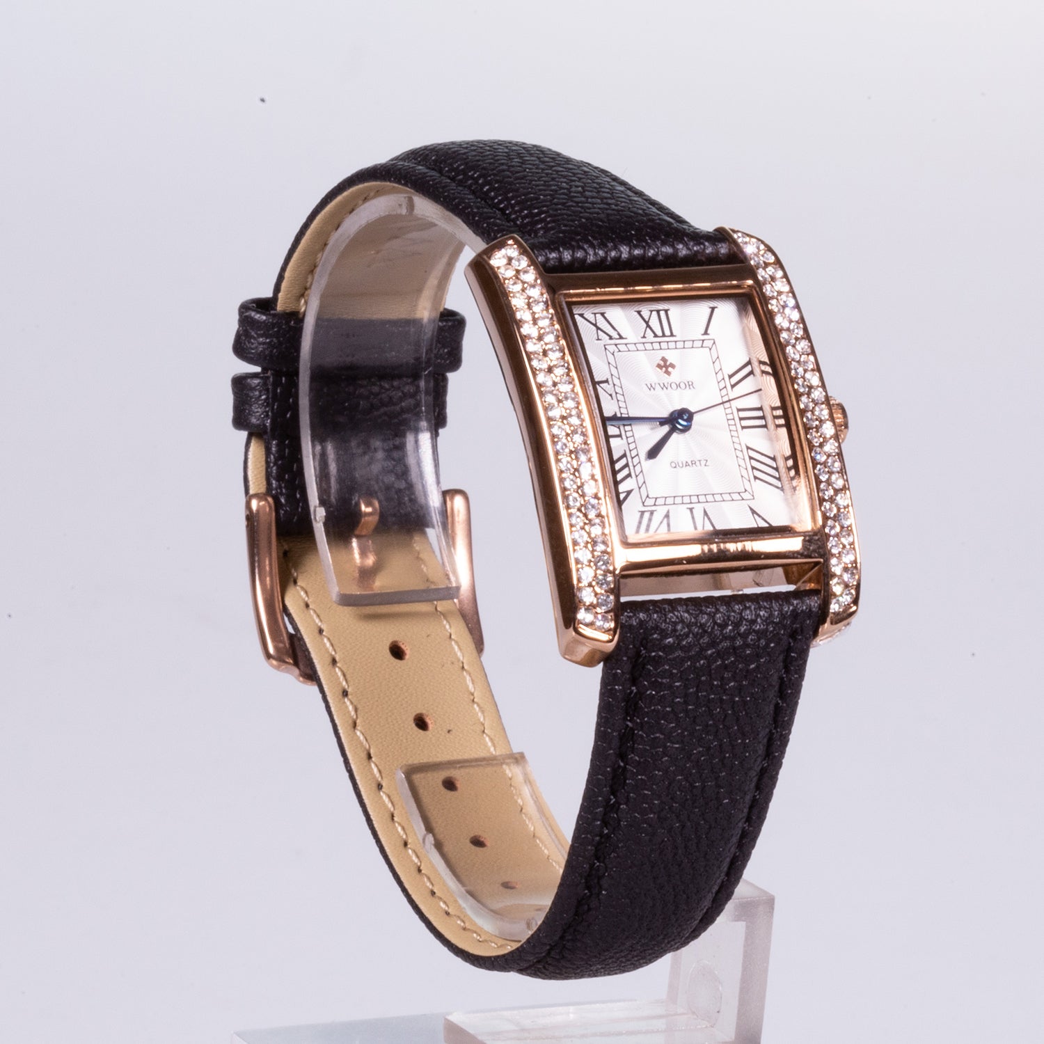 Reloj de moda para mujer con correa de cuero y circón (natural) 3 