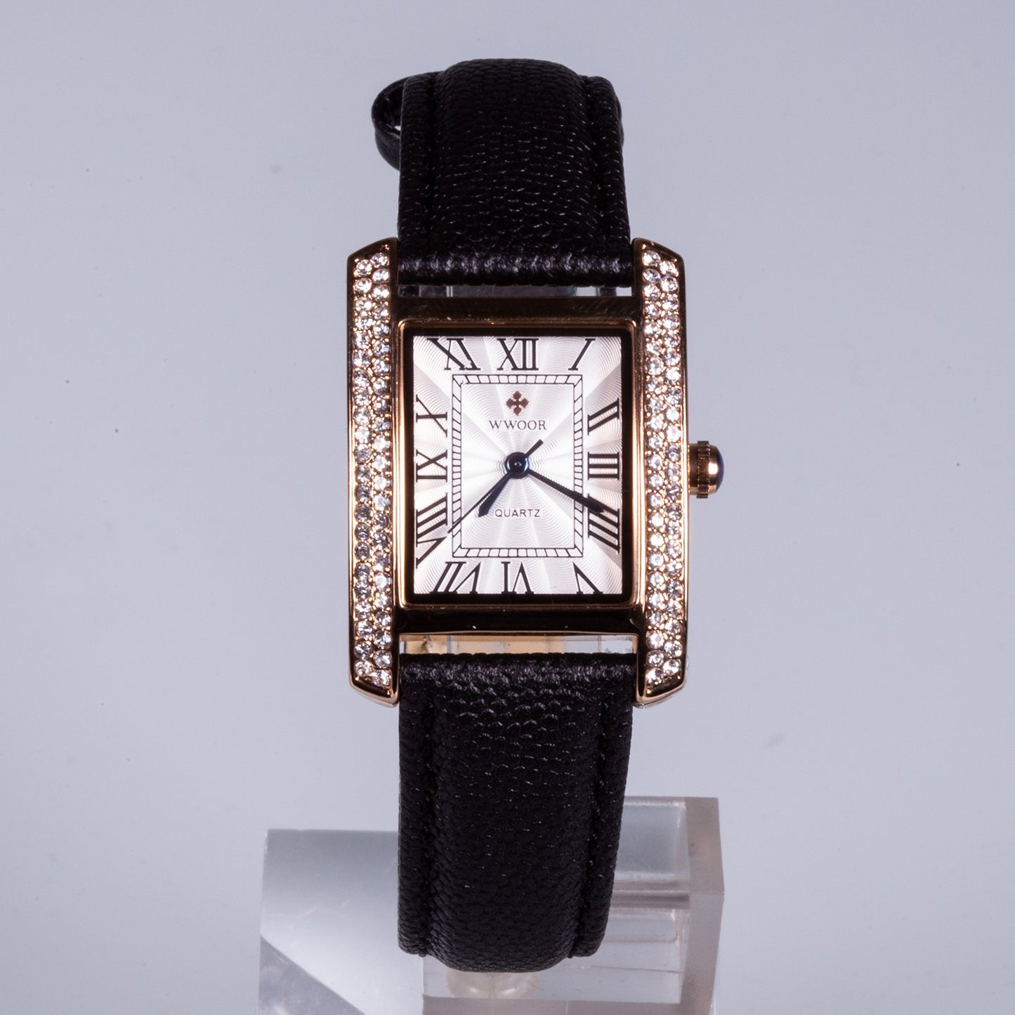 Reloj de moda para mujer con correa de cuero y circón (natural)