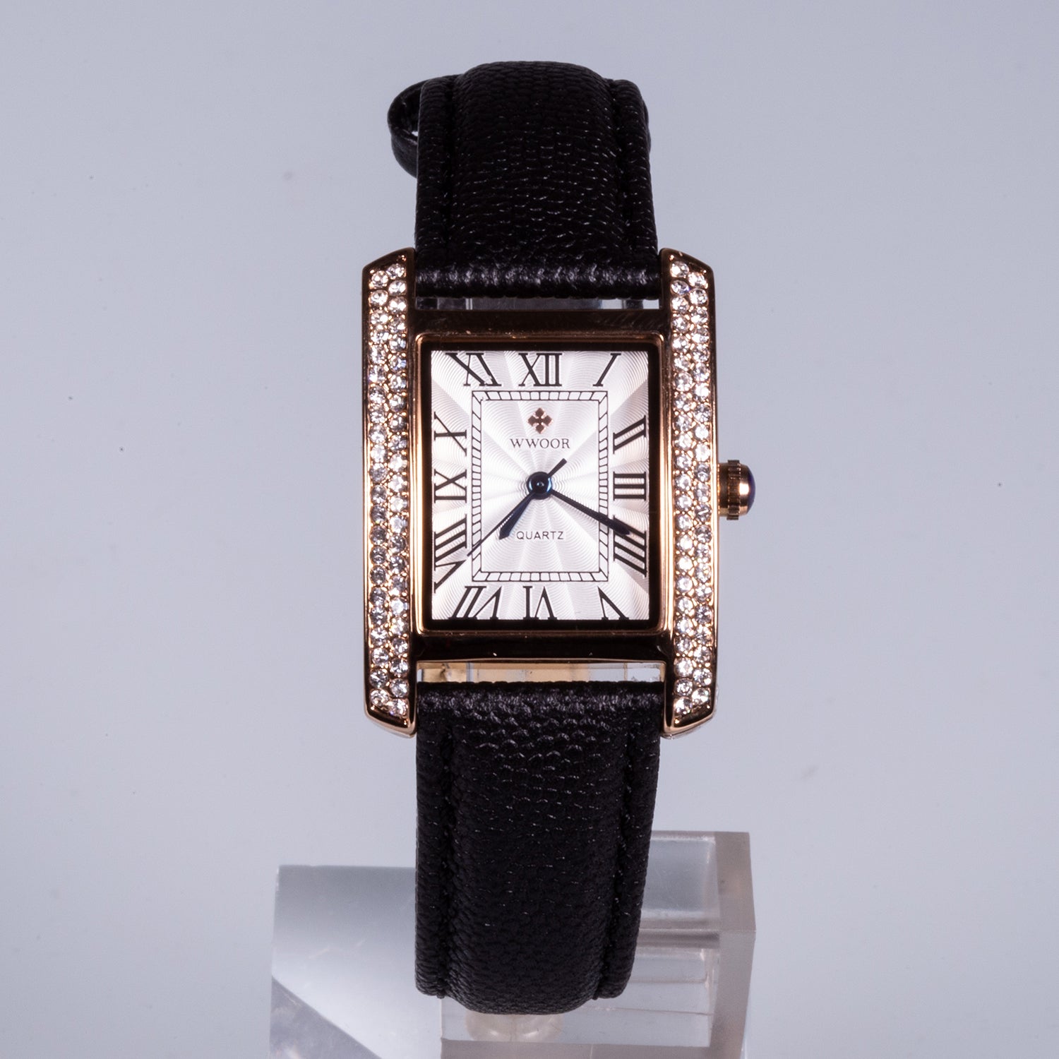 Reloj de moda para mujer con correa de cuero y circón (natural) 2 