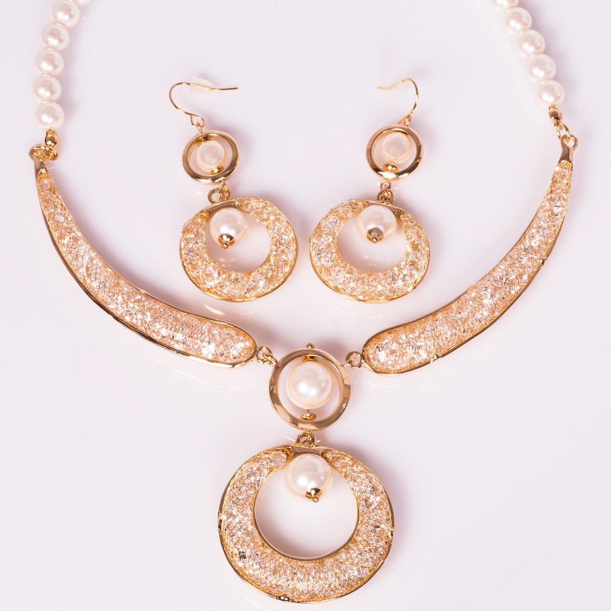 Conjunto de Aleación Bañado en Oro con Cristal Emporia® Blanco