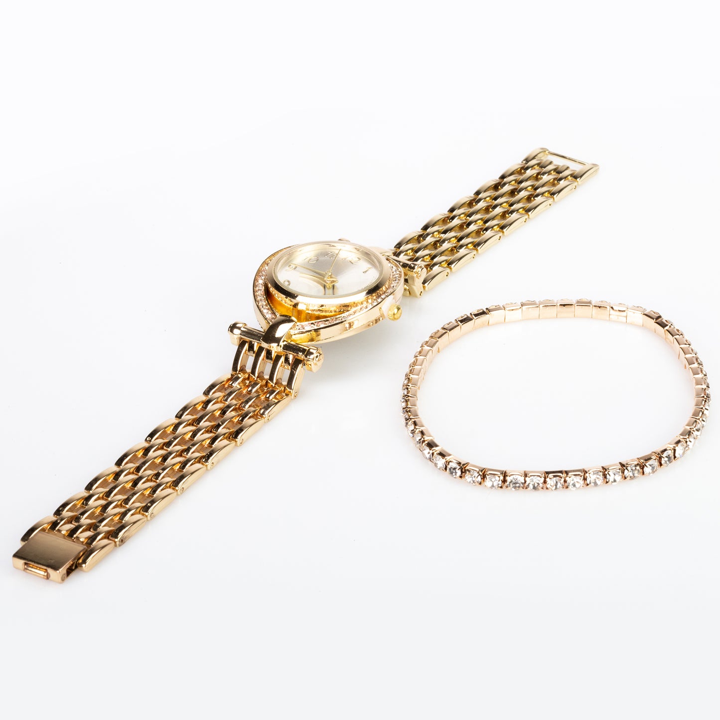Conjunto de Aleación Bañado en Oro con Cristal Emporia® Blanco