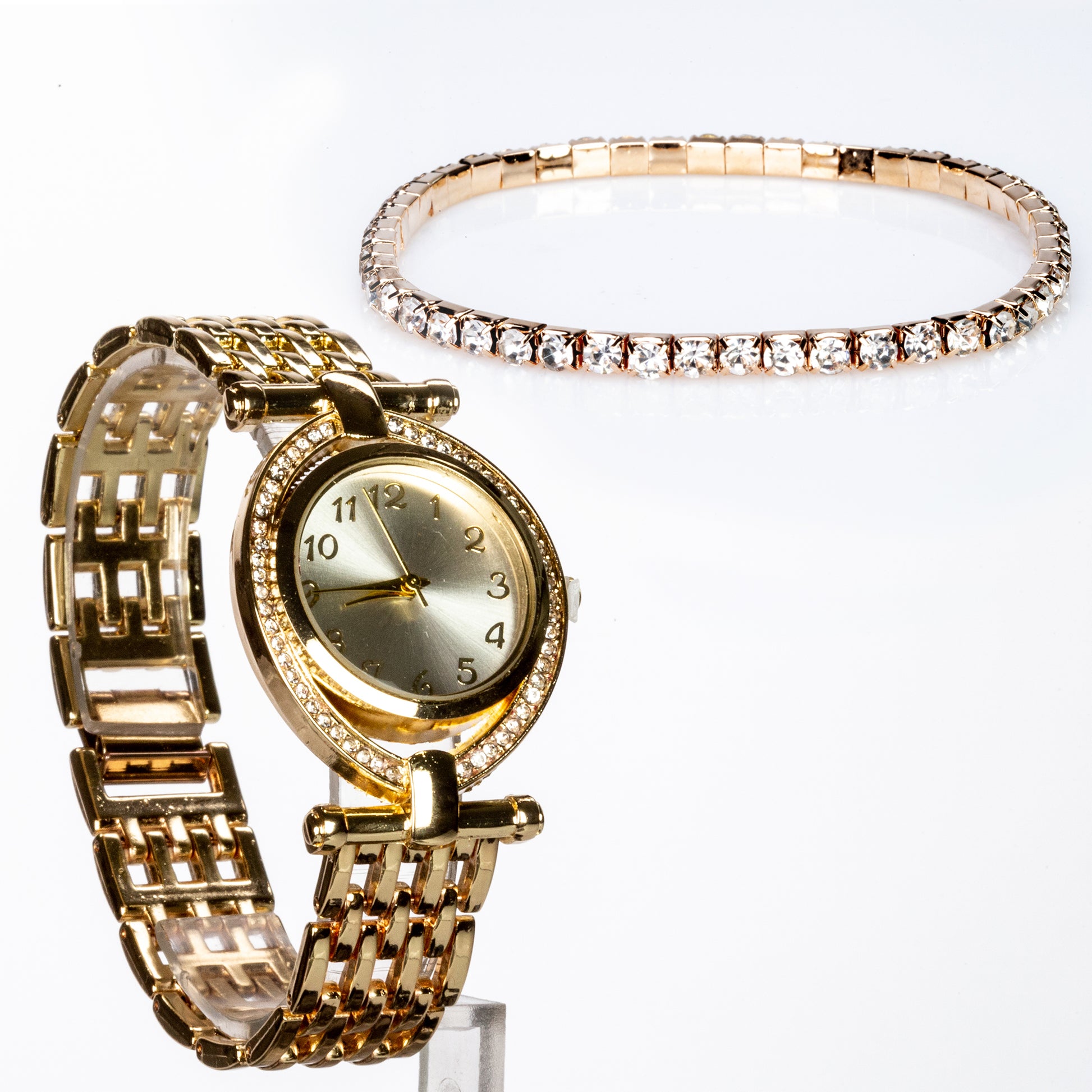 Conjunto de Aleación Bañado en Oro con Cristal Emporia® Blanco 2 