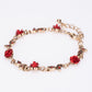 Conjunto de Aleación Bañado en Oro con Cristal Emporia® Rojo ( Collar +Pendientes +Pulsera )