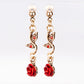 Conjunto de Aleación Bañado en Oro con Cristal Emporia® Rojo ( Collar +Pendientes +Pulsera )