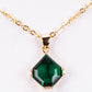 Conjunto de Aleación Bañado en Oro con Cristal Emporia® Verde ( Collar +Pendientes +Colgante )