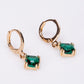 Conjunto de Aleación Bañado en Oro con Cristal Emporia® Verde ( Collar +Pendientes +Colgante )