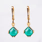 Conjunto de Aleación Bañado en Oro con Cristal Emporia® Verde ( Collar +Pendientes +Colgante )