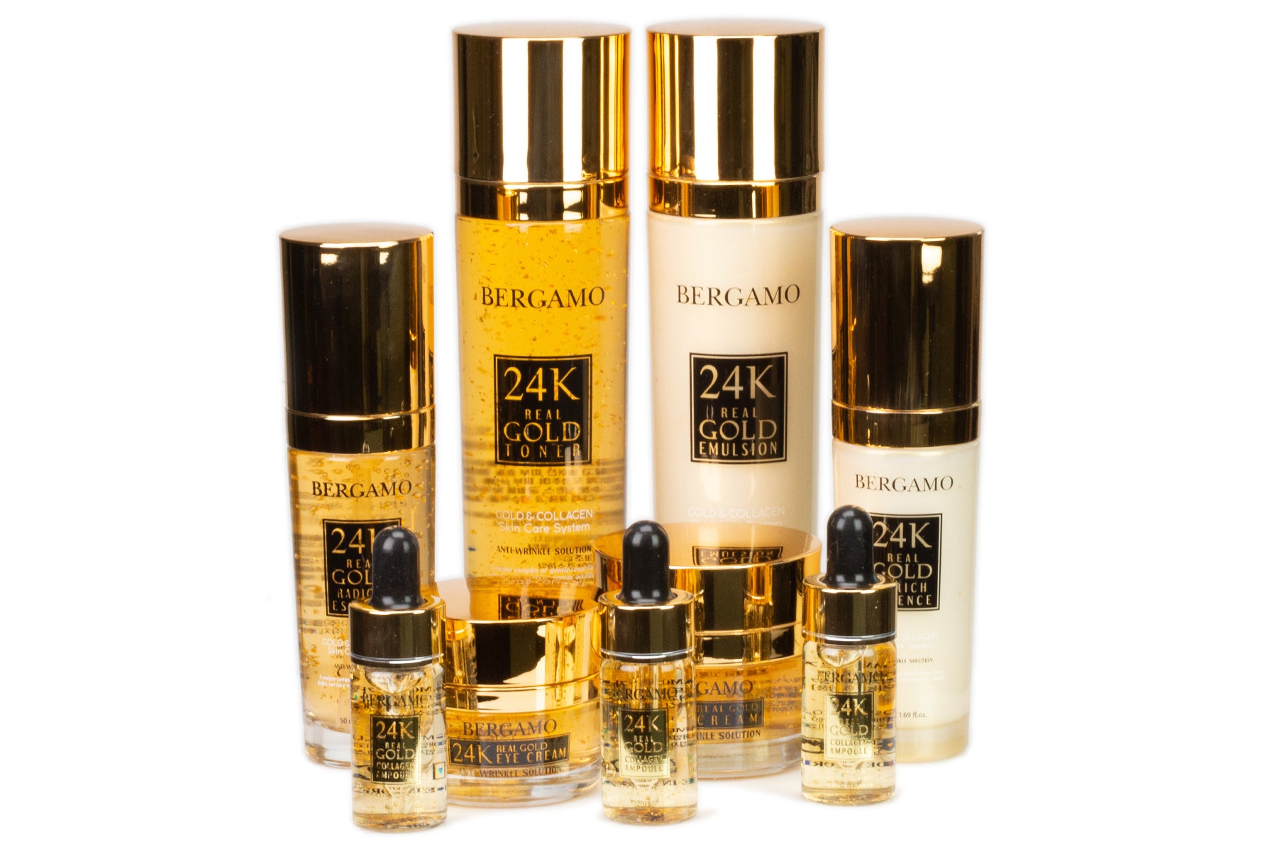 BERGAMO 24K REAL GOLD Set de cuidado de la piel antienvejecimiento 10 