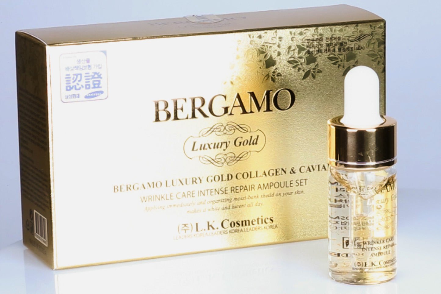 BERGAMO LUXORY GOLD Colágeno y Caviar Juego de 4 Ampollas, 13 ml x 4