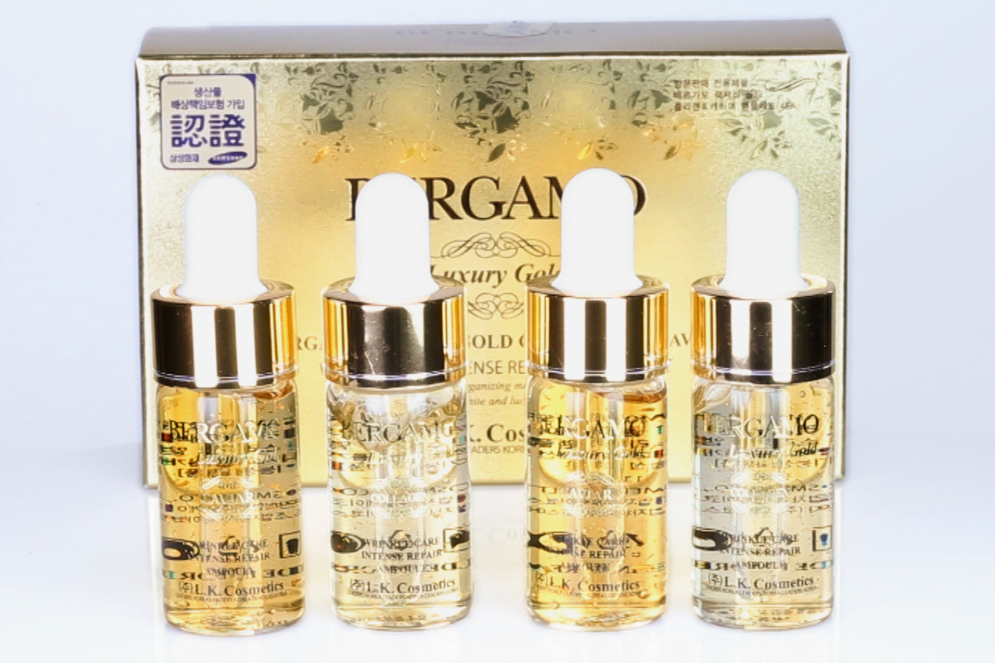 BERGAMO LUXORY GOLD Colágeno y Caviar Juego de 4 Ampollas, 13 ml x 4