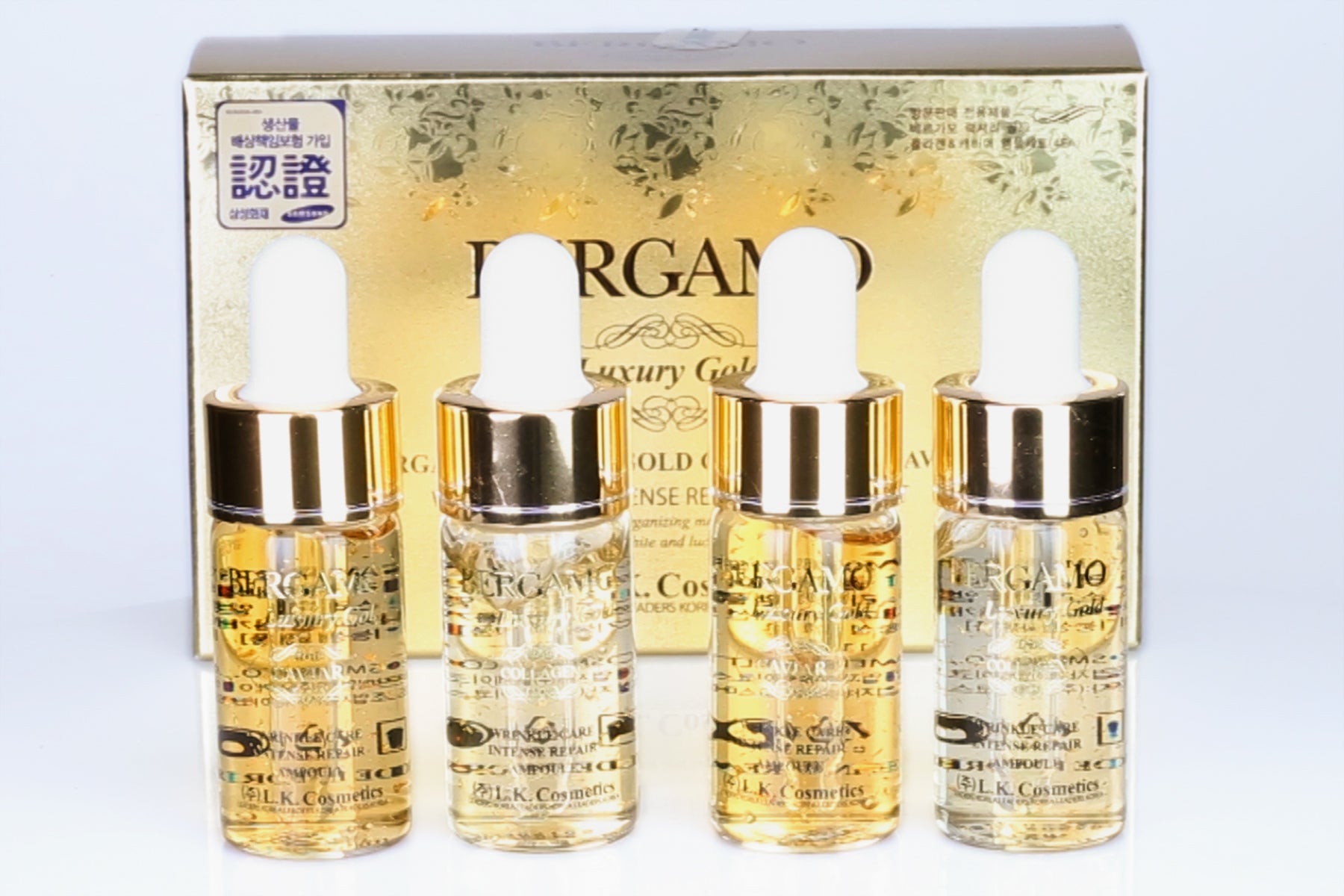 BERGAMO LUXORY GOLD Colágeno y Caviar Juego de 4 Ampollas, 13 ml x 4 4 