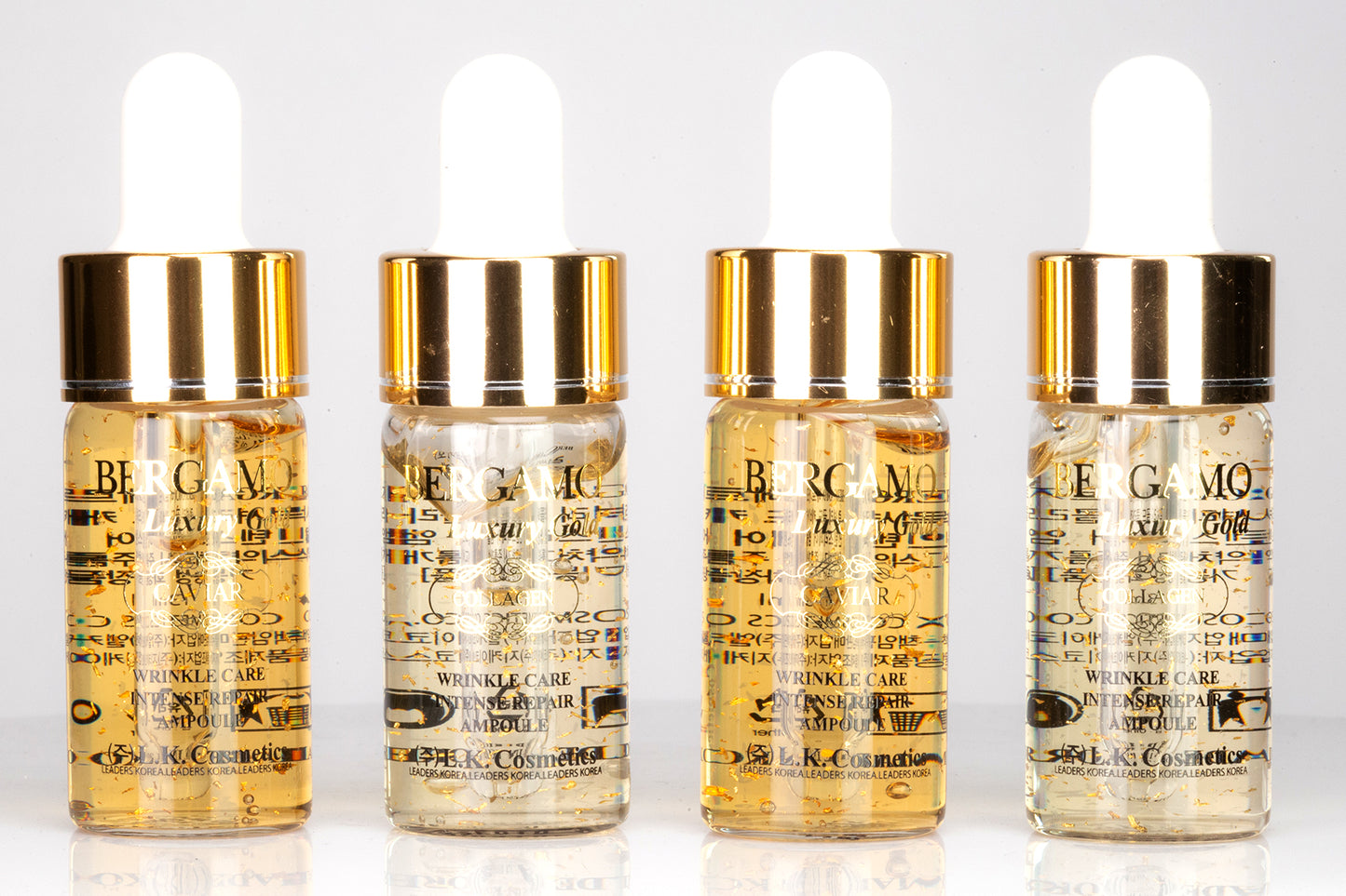 BERGAMO LUXORY GOLD Colágeno y Caviar Juego de 4 Ampollas, 13 ml x 4